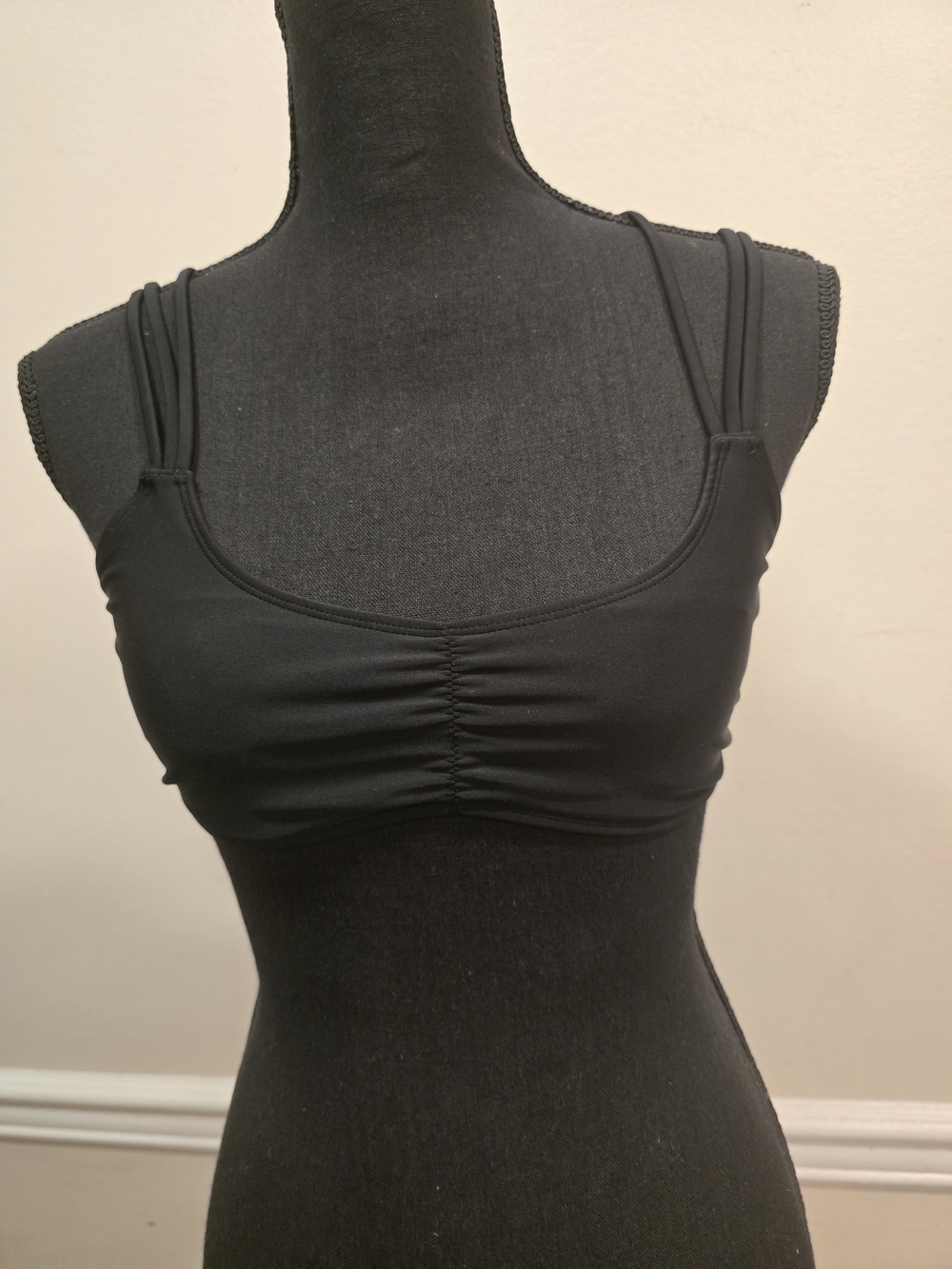 Aerie Black Ruched Front Bikini Top